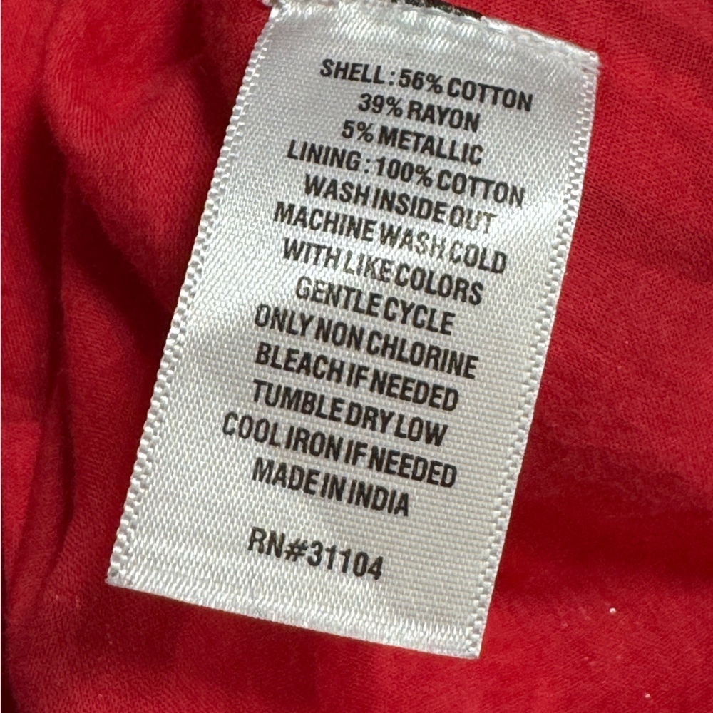Crown & Ivy Silver & Red Cotton Rayon Metallic Sleeveless Women's Top Size M - Picture 9 of 14
